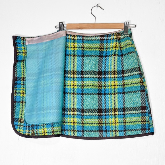VTG 60s Gurian Plaid Mini Wrap Skirt Womens XS Mod Preppy Tartan Academia - Picture 4 of 8